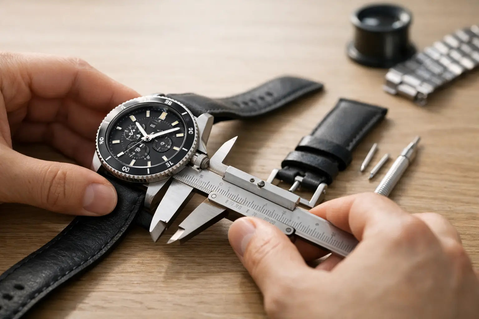 Slik måler du reimbredde på klokke