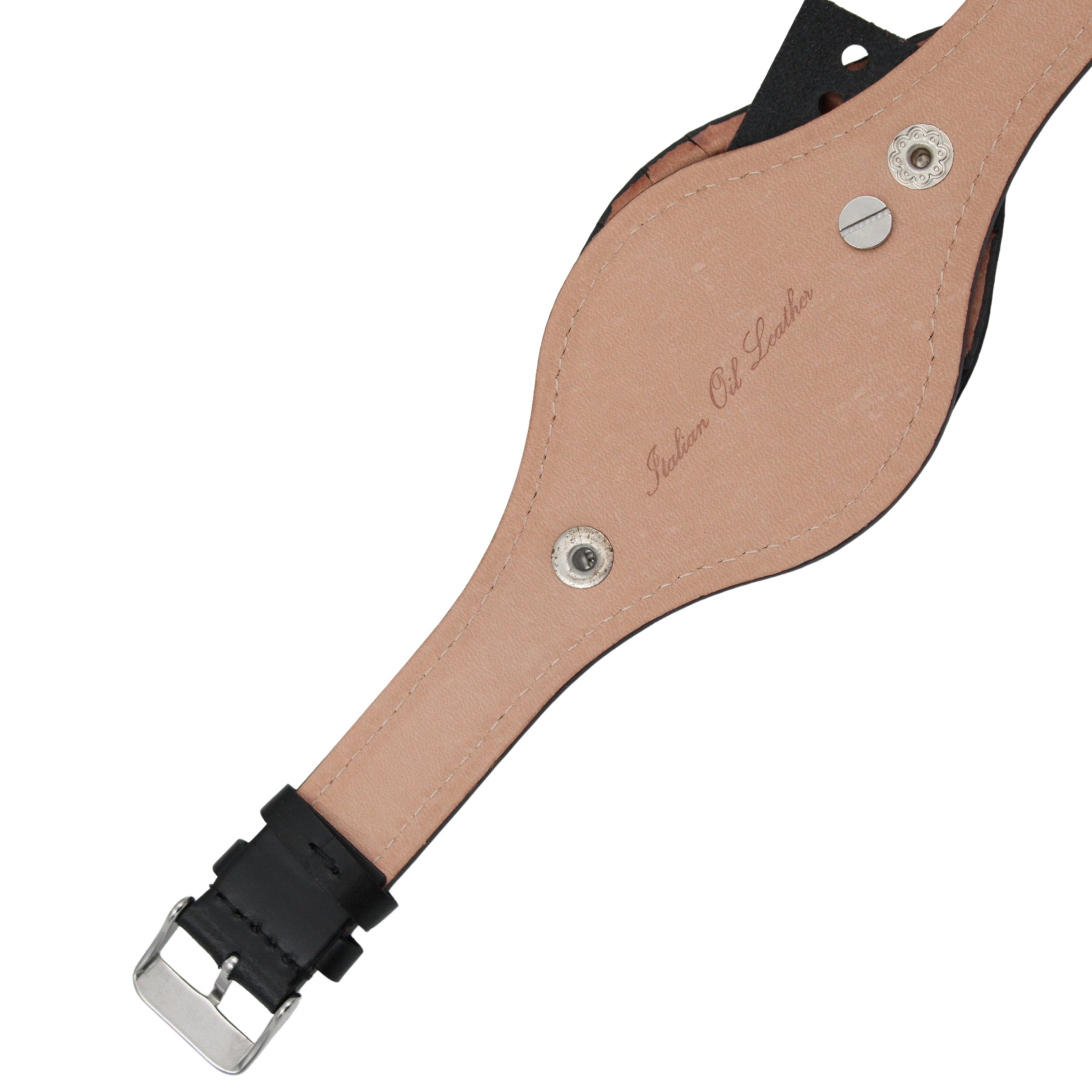 Bund skinnreim – Militær sort med deksel 18 mm