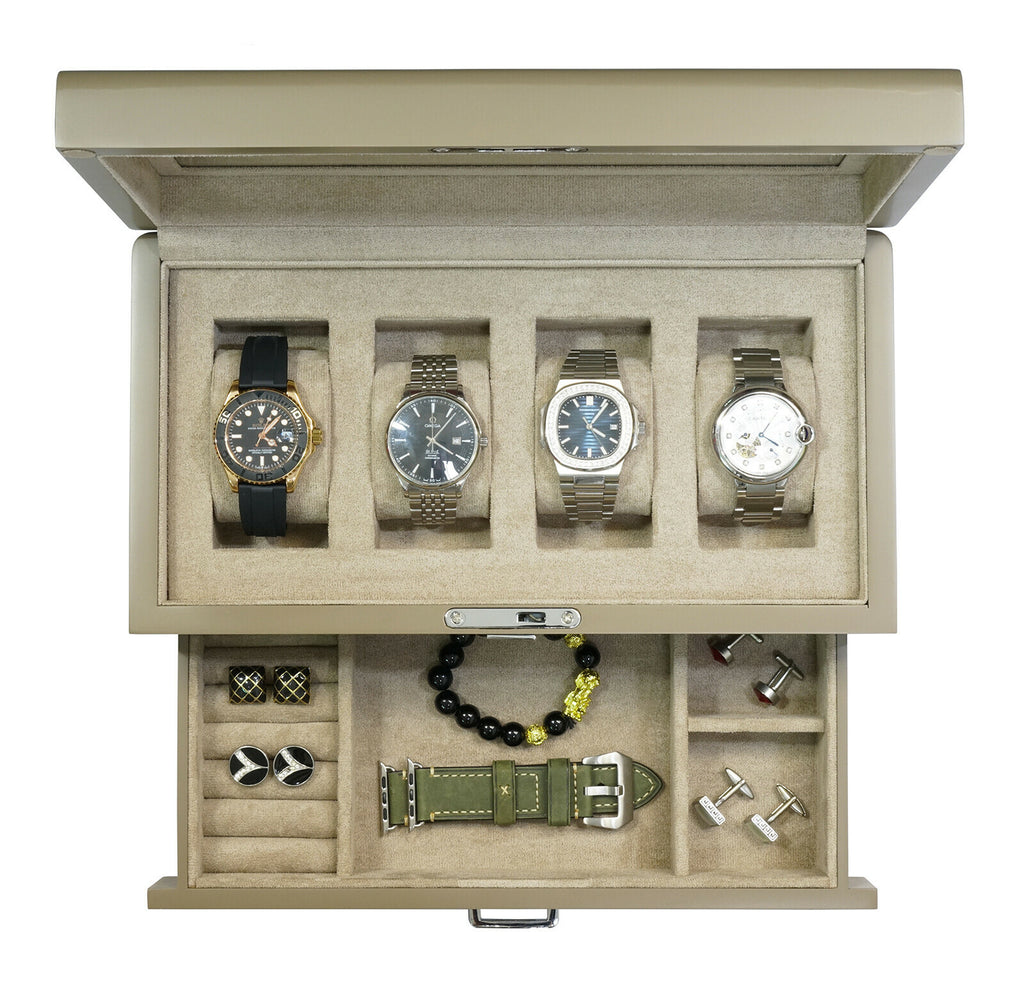 Klokkeboks for 4 ur med oppbevaring Beige
