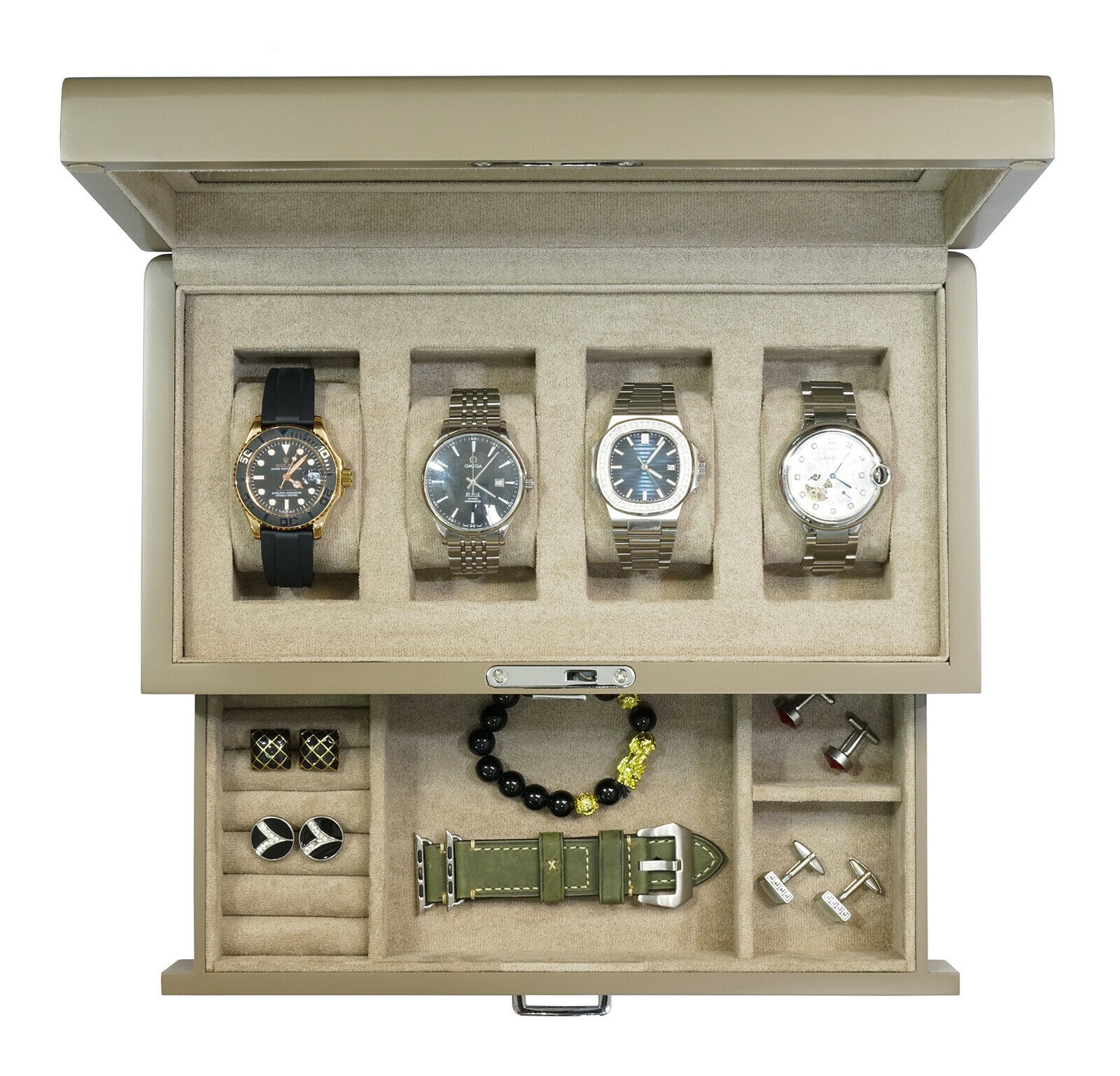 Klokkeboks for 4 ur med oppbevaring Beige