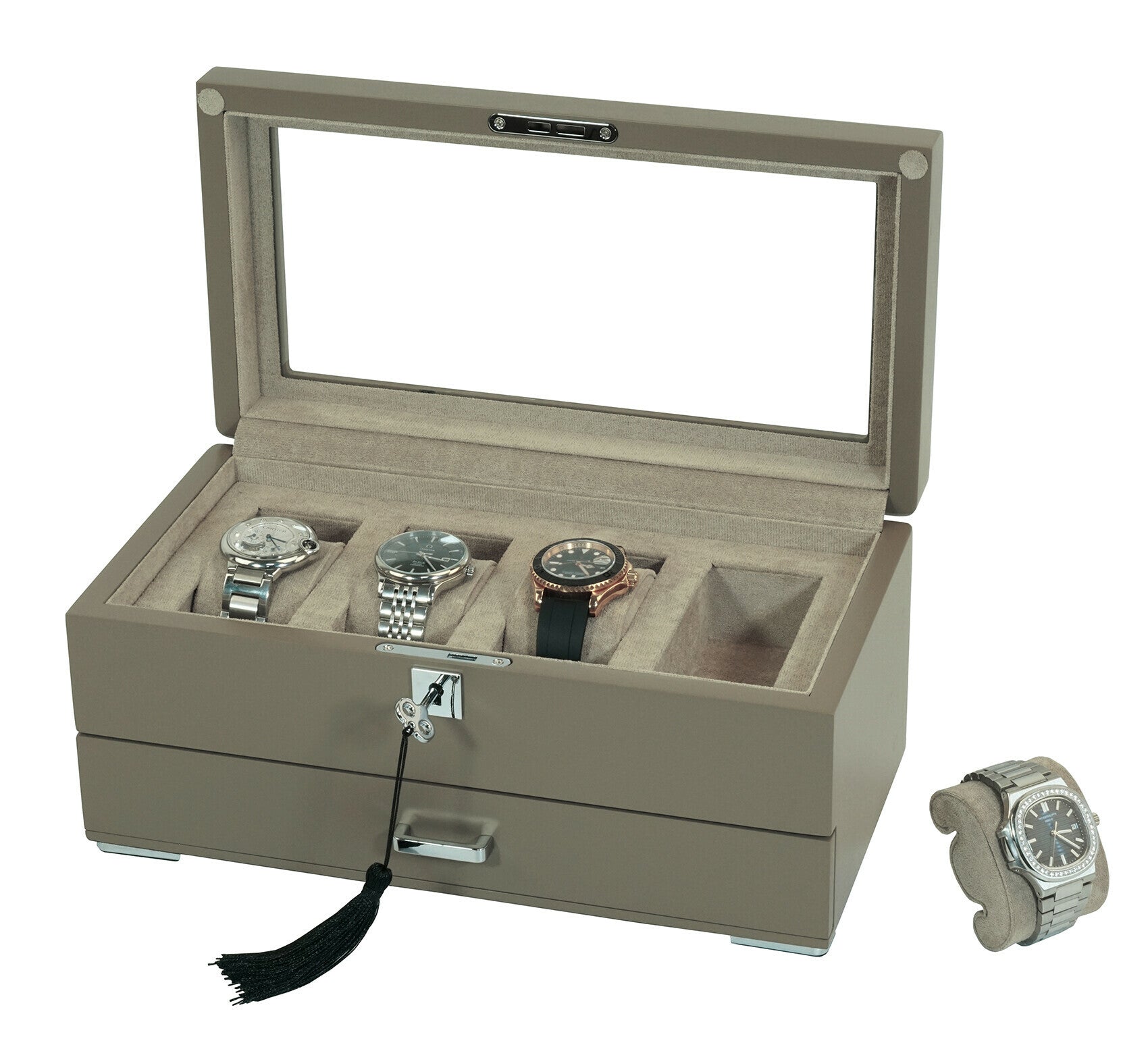 Klokkeboks for 4 ur med oppbevaring Beige