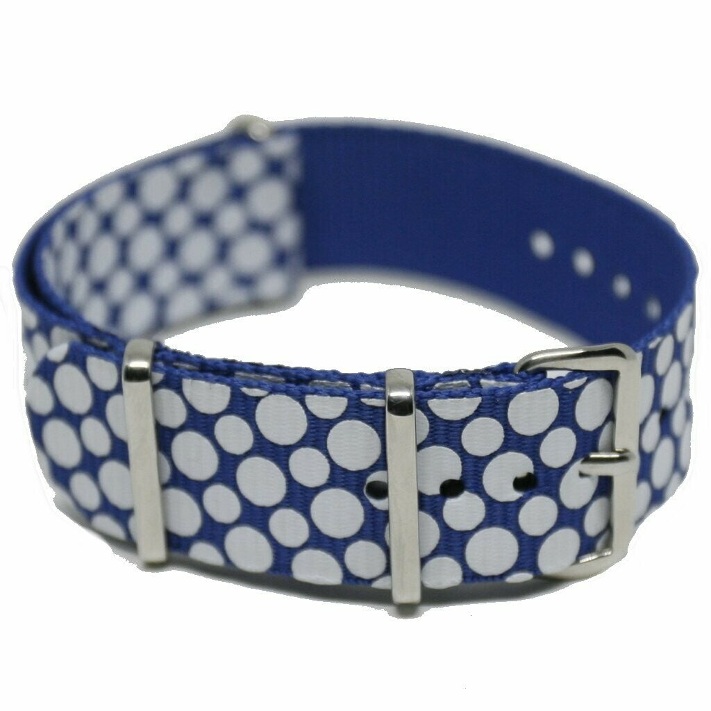 NATO Strap Blå med hvite prikker 20mm