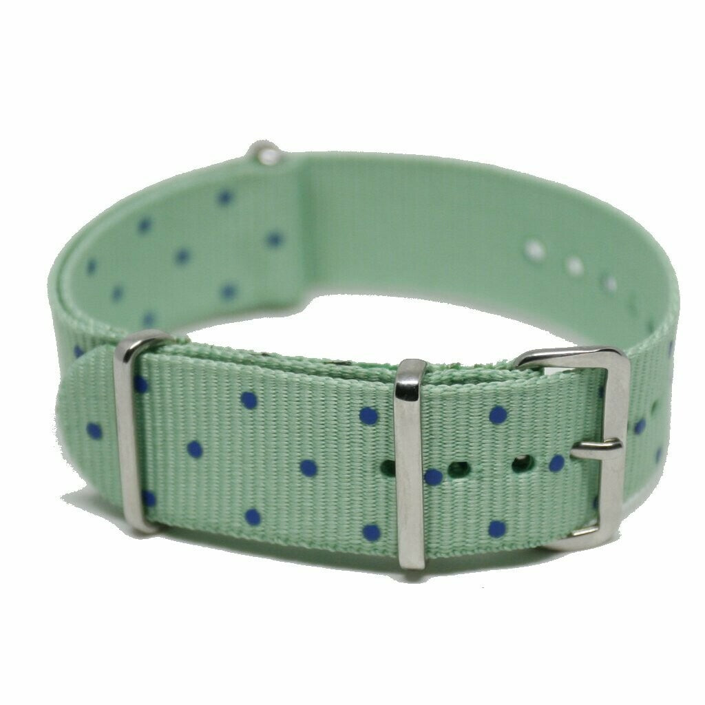 NATO Strap Mintgrønn med blå prikker 20mm