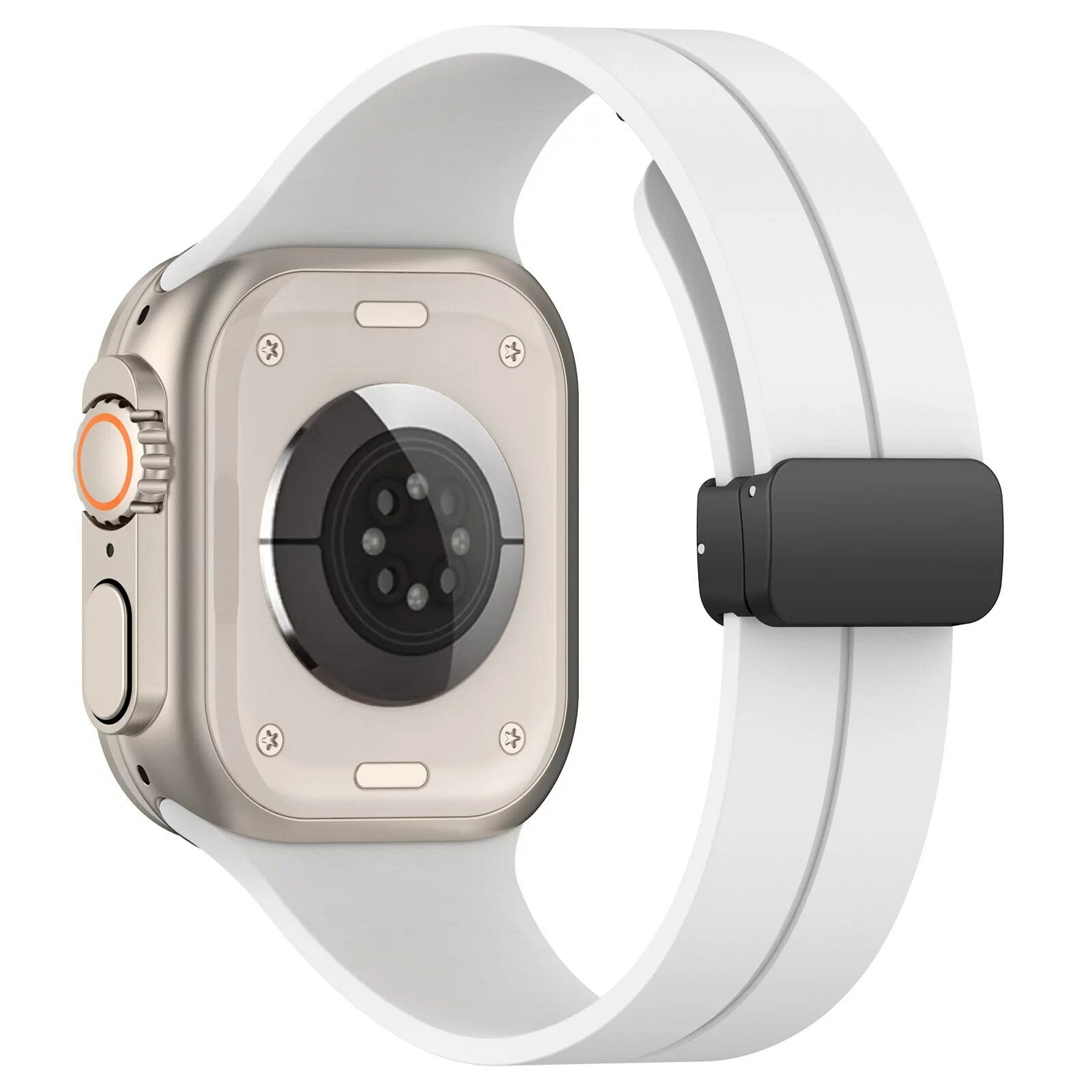 Gummirem for Apple Watch hvit - Sort spenne