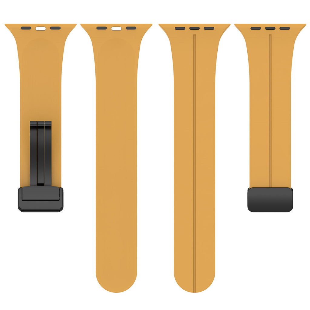Gummirem for Apple Watch Mørk gul - Sort spenne