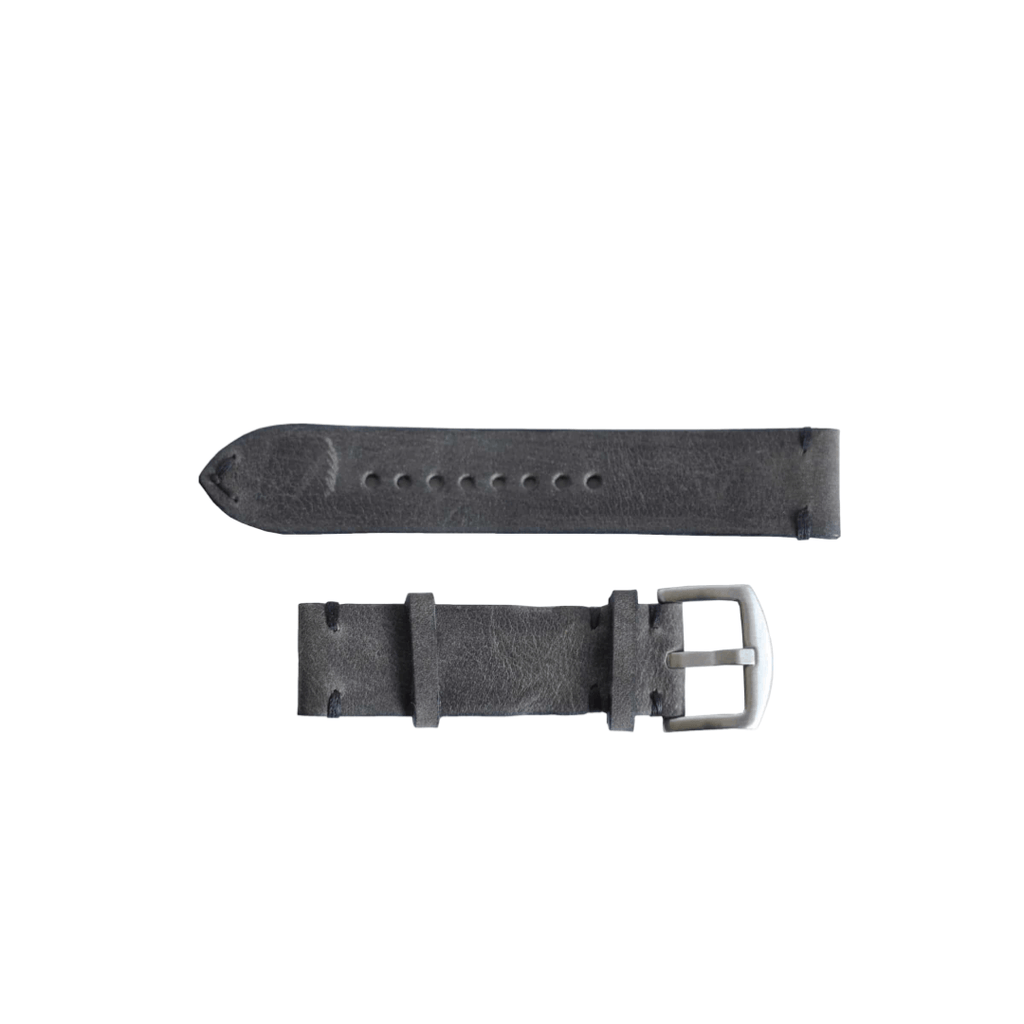 Grå skinnreim med svarte detaljer - Martu Leather