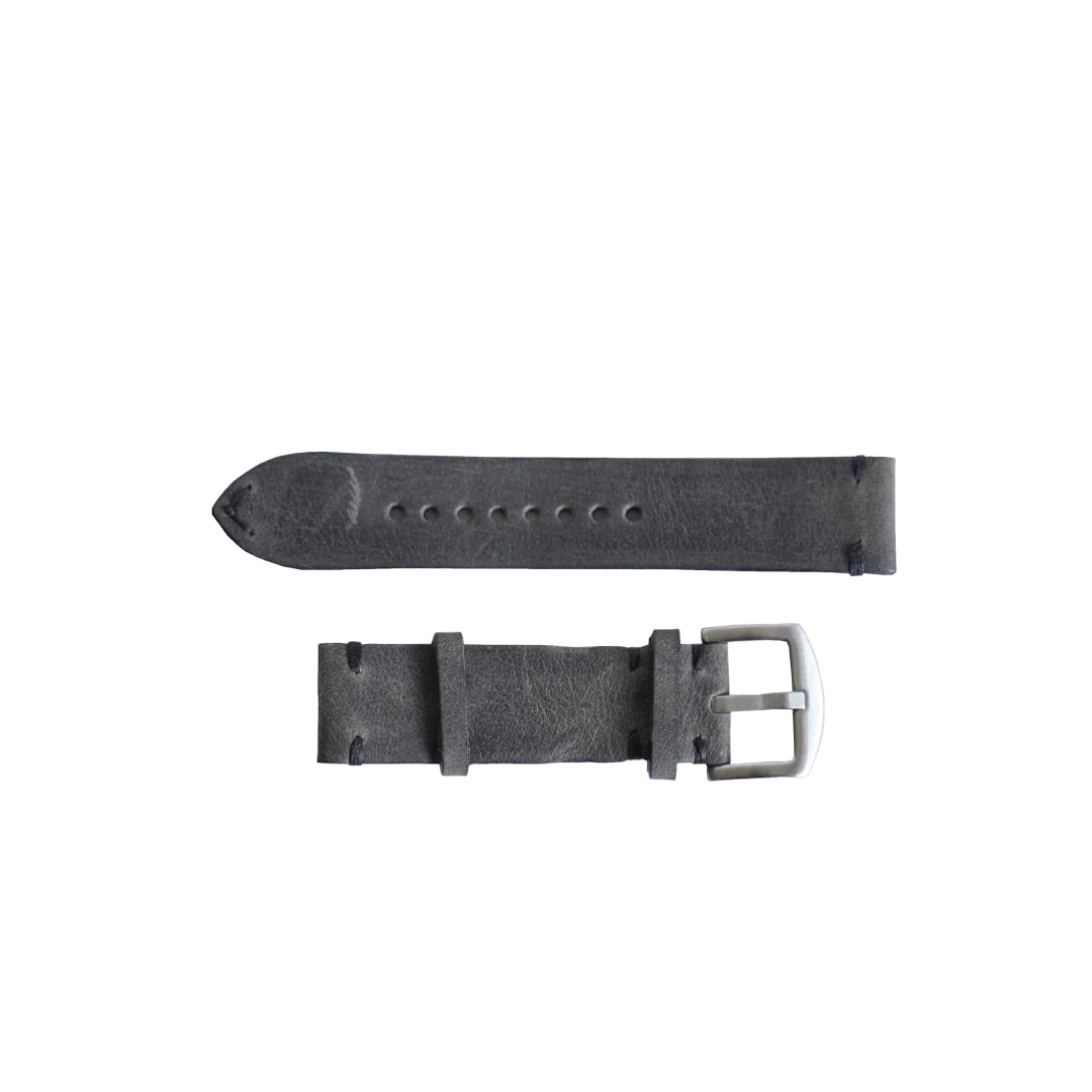 Grå skinnreim med svarte detaljer - Martu Leather