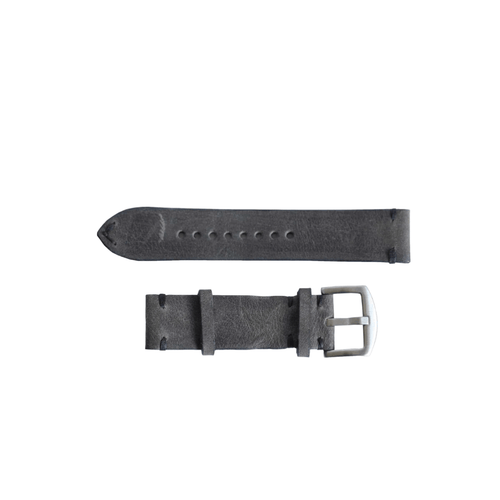 Grå skinnreim med svarte detaljer - Martu Leather 22mm