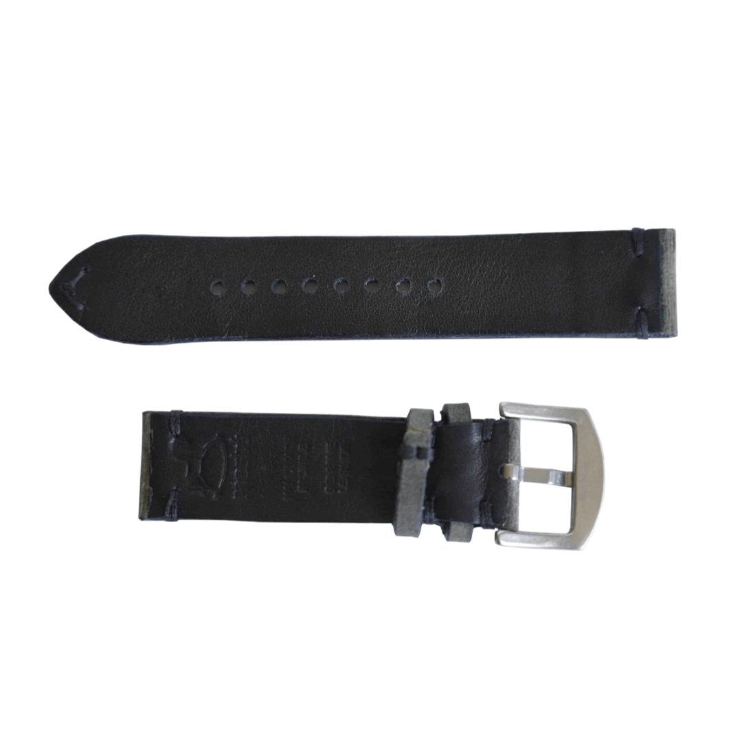 Grå skinnreim med svarte detaljer - Martu Leather