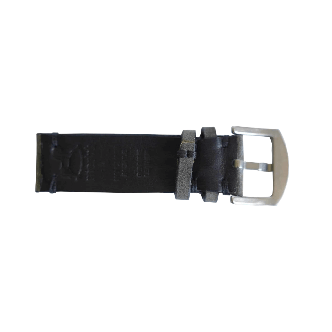 Grå skinnreim med svarte detaljer - Martu Leather