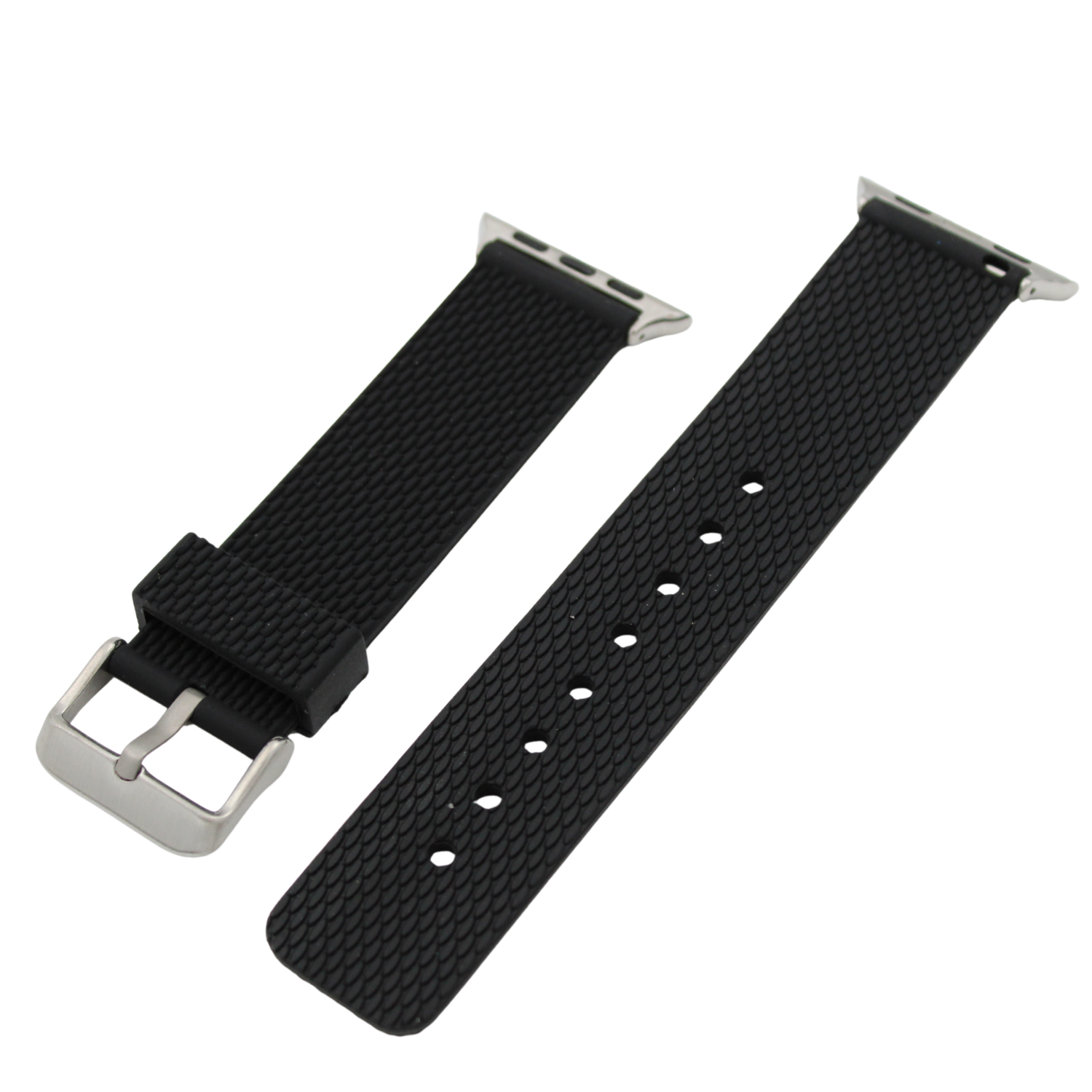 Apple Watch Gummireim - Svart med sølv spenne