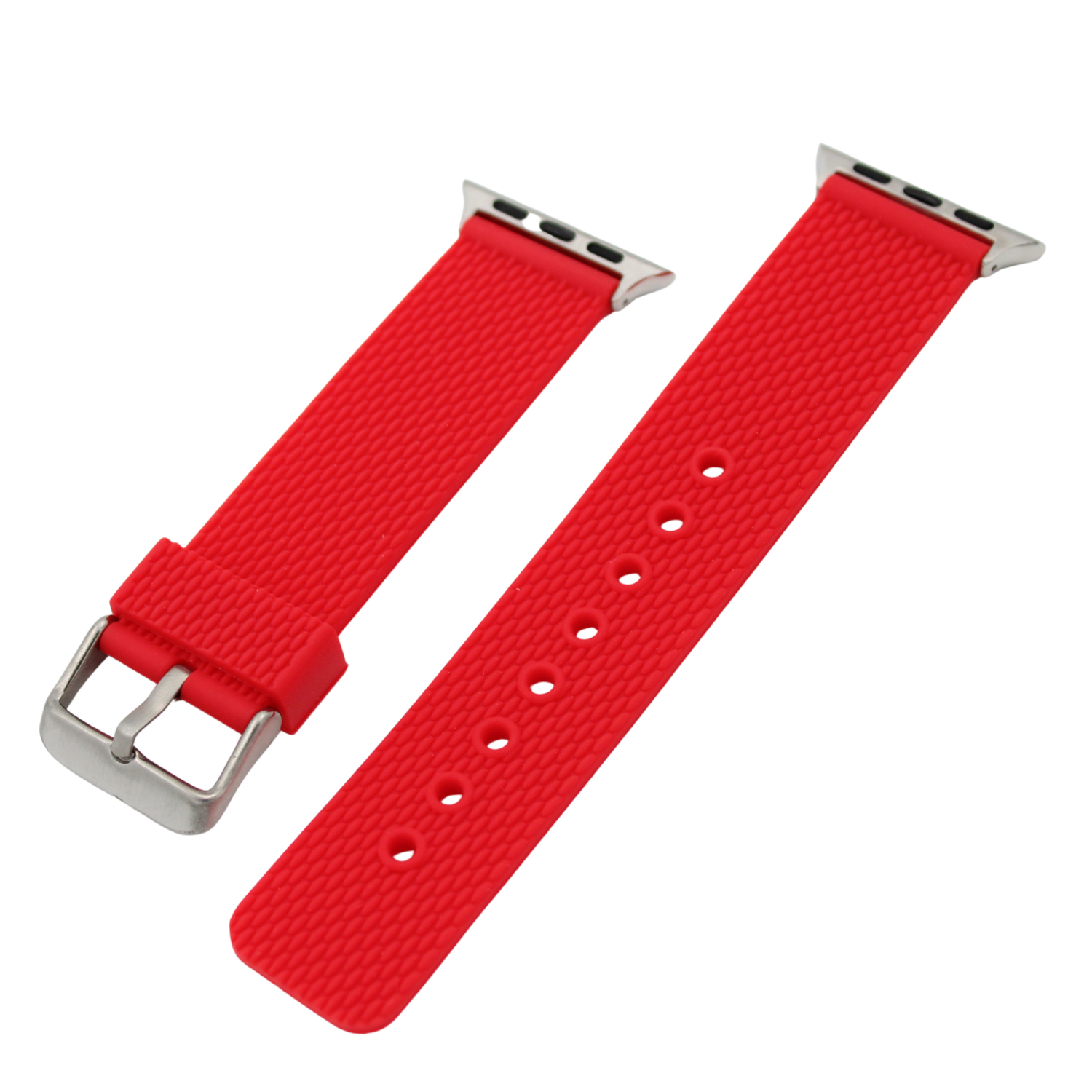 Apple Watch Gummireim - Rød med sølv spenne