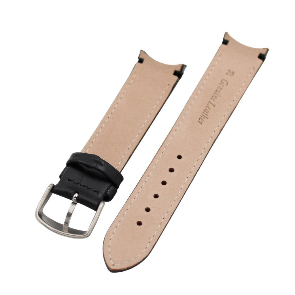 Verona Croco - Curved Sort skinnreim med alligatorpreg