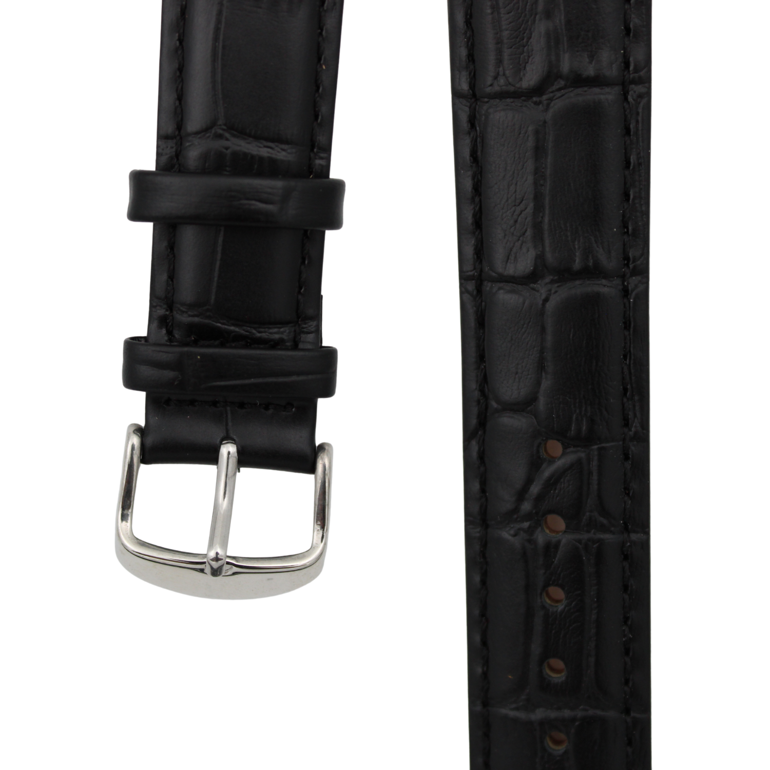 Verona Croco - Curved Sort skinnreim med alligatorpreg