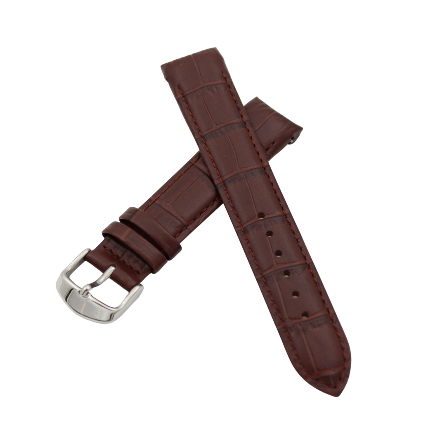 Verona Croco - Curved Brun skinnreim med alligatorpreg