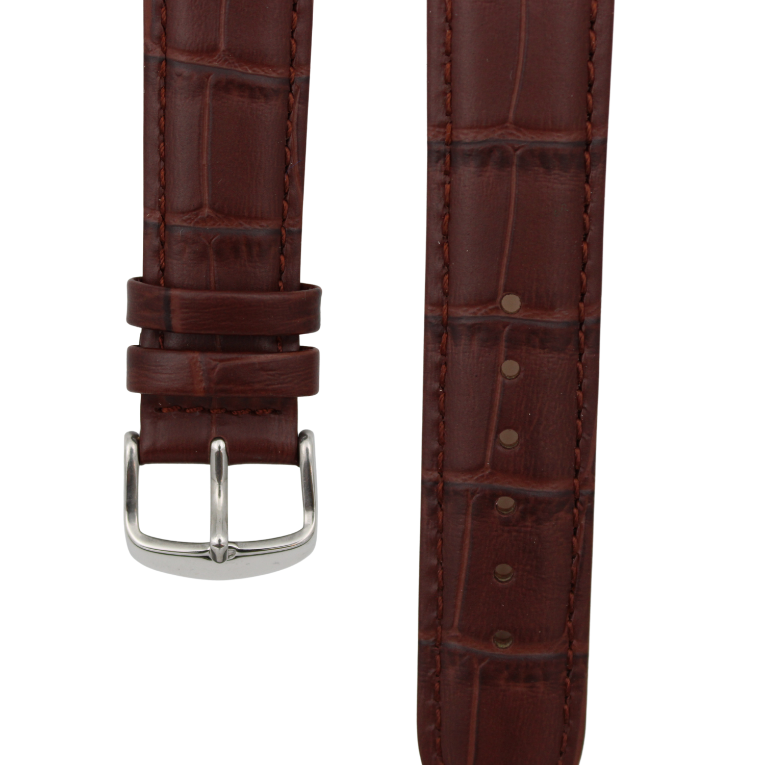 Verona Croco - Curved Brun skinnreim med alligatorpreg
