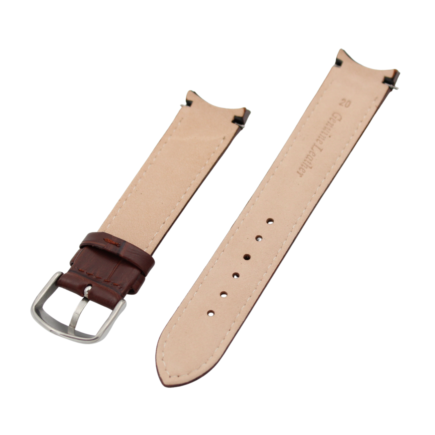 Verona Croco - Curved Brun skinnreim med alligatorpreg