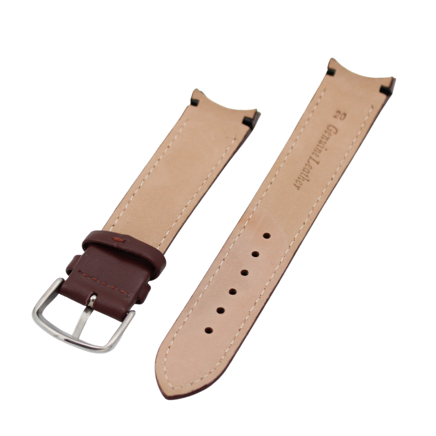 Brunello Curved - Brun skinnreim med matchende sømmer