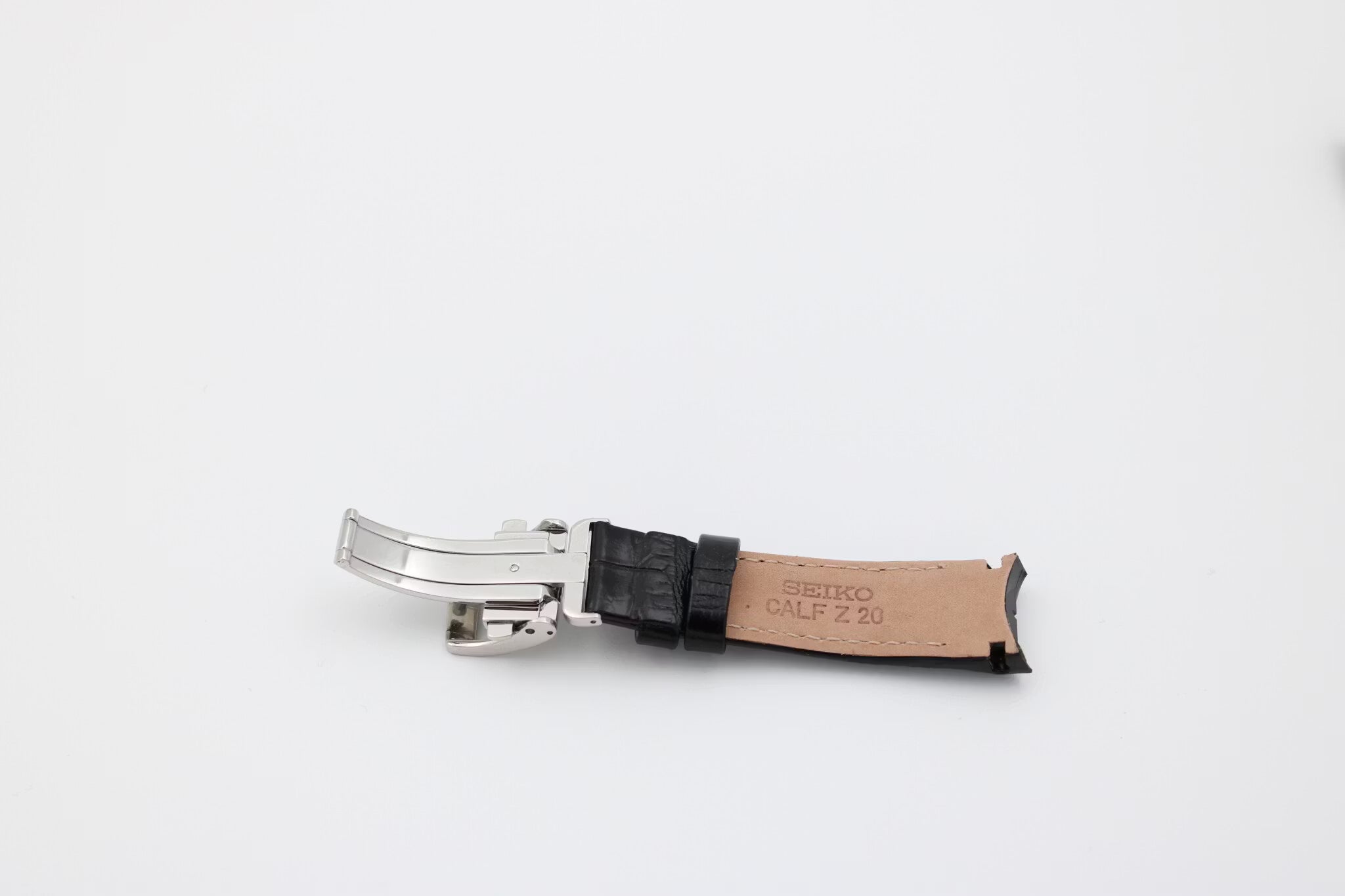 Seiko - 20mm curved Skinnreim med Alligatormønster, Svart (4KK6JZ)