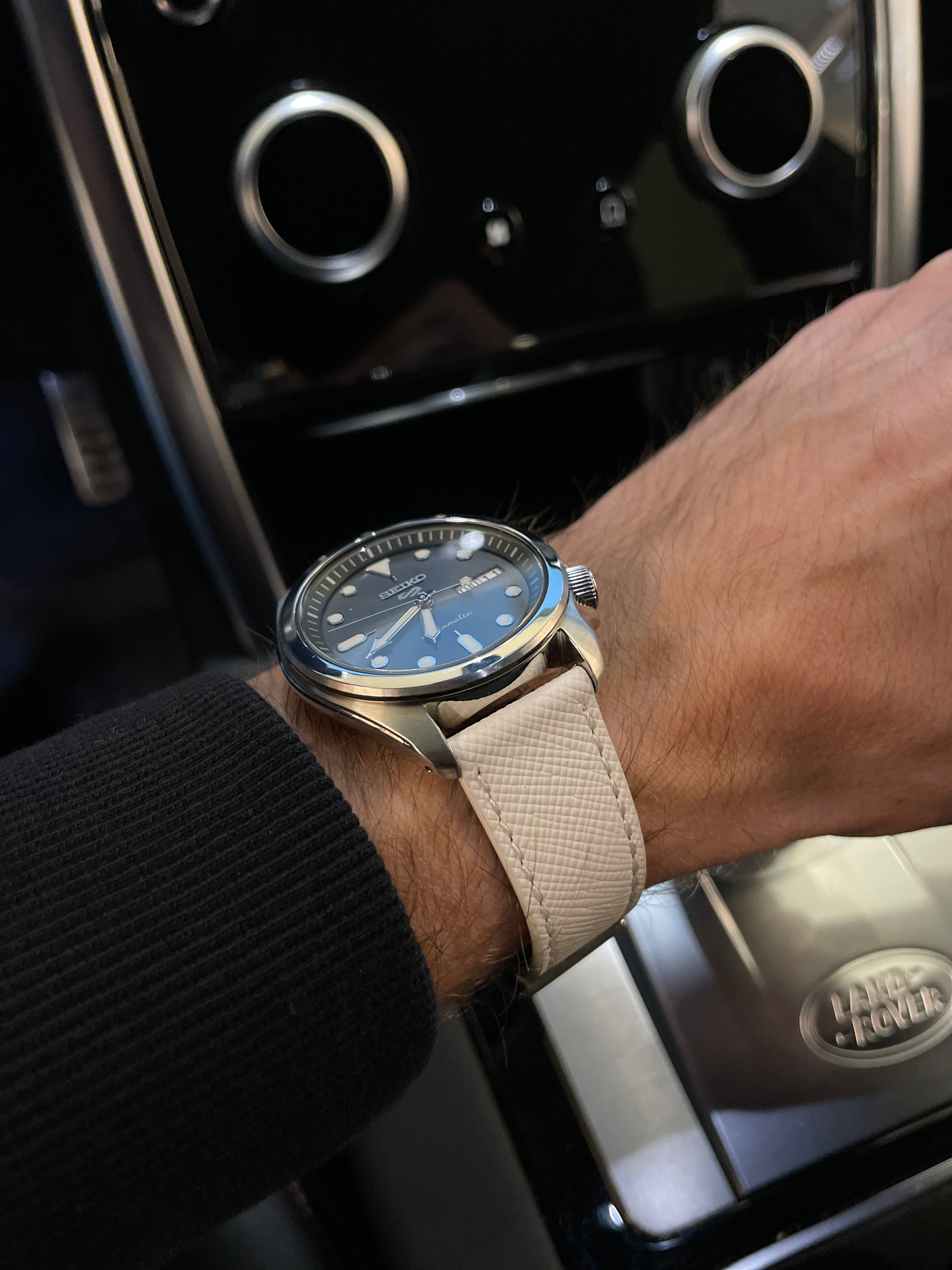 Saffiano Leather Strap Hvit