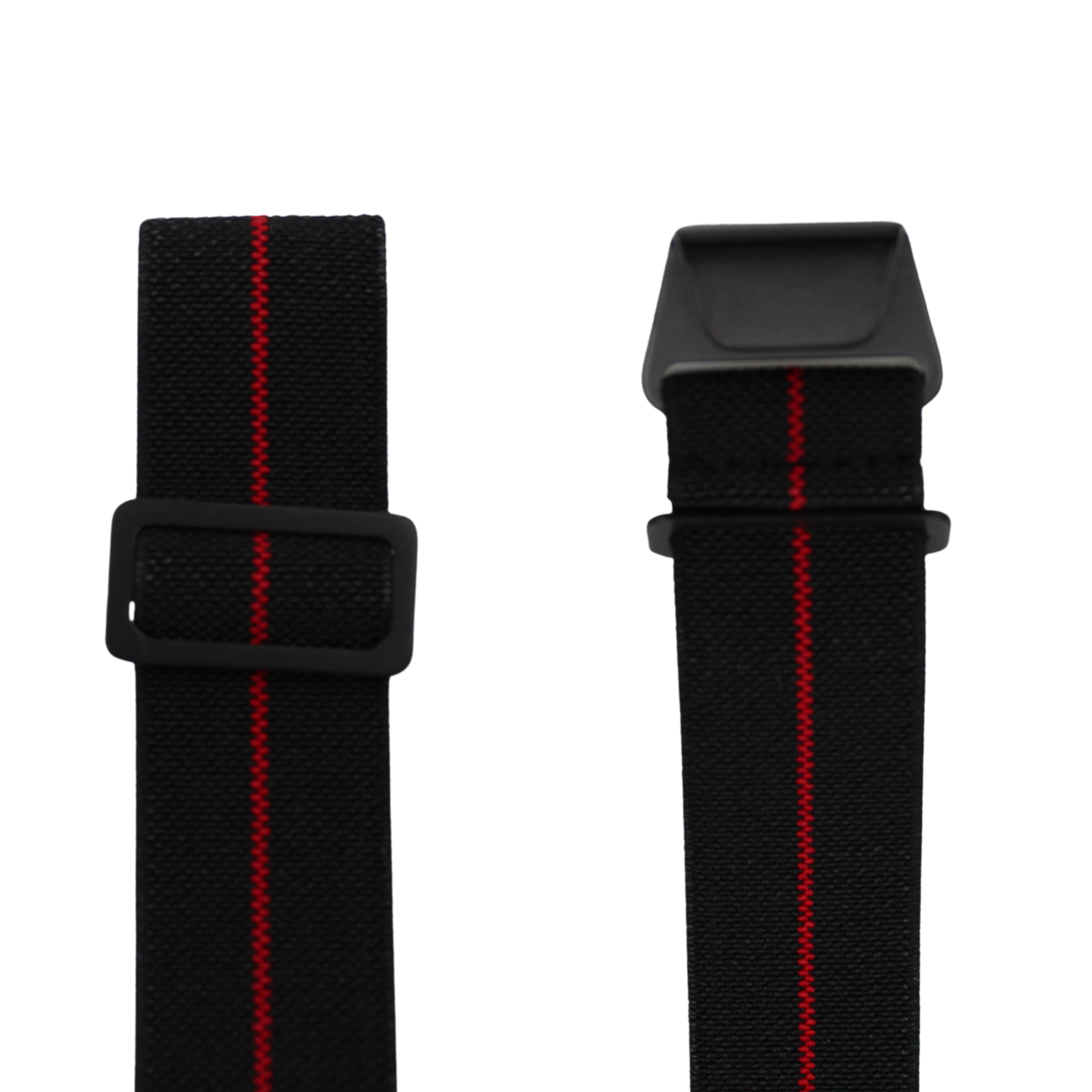 Schwarzer Fallschirmgurt mit rotem Streifen – schwarze Schnalle