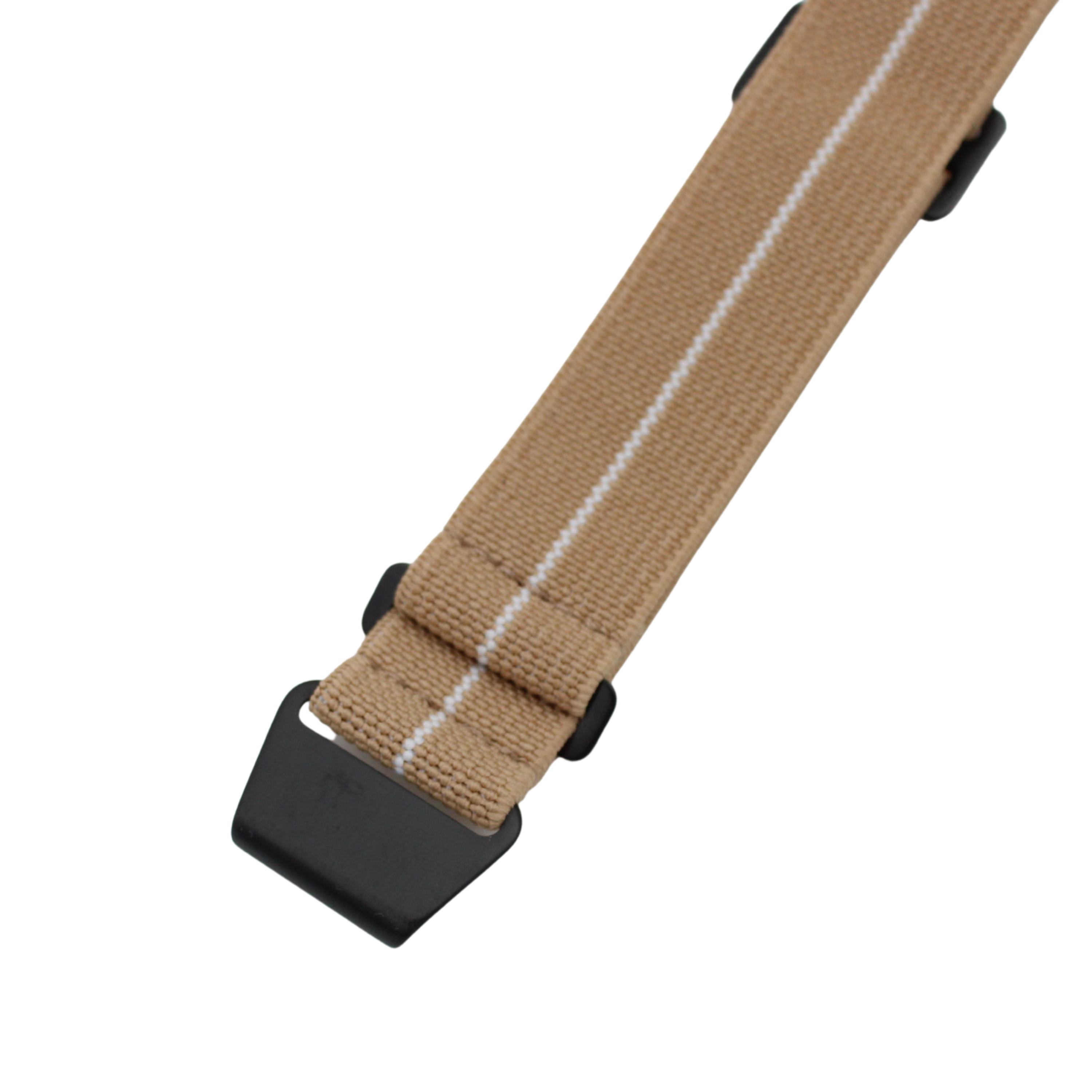 Khakifarbener Fallschirmgurt mit weißem Streifen – schwarze Schnalle