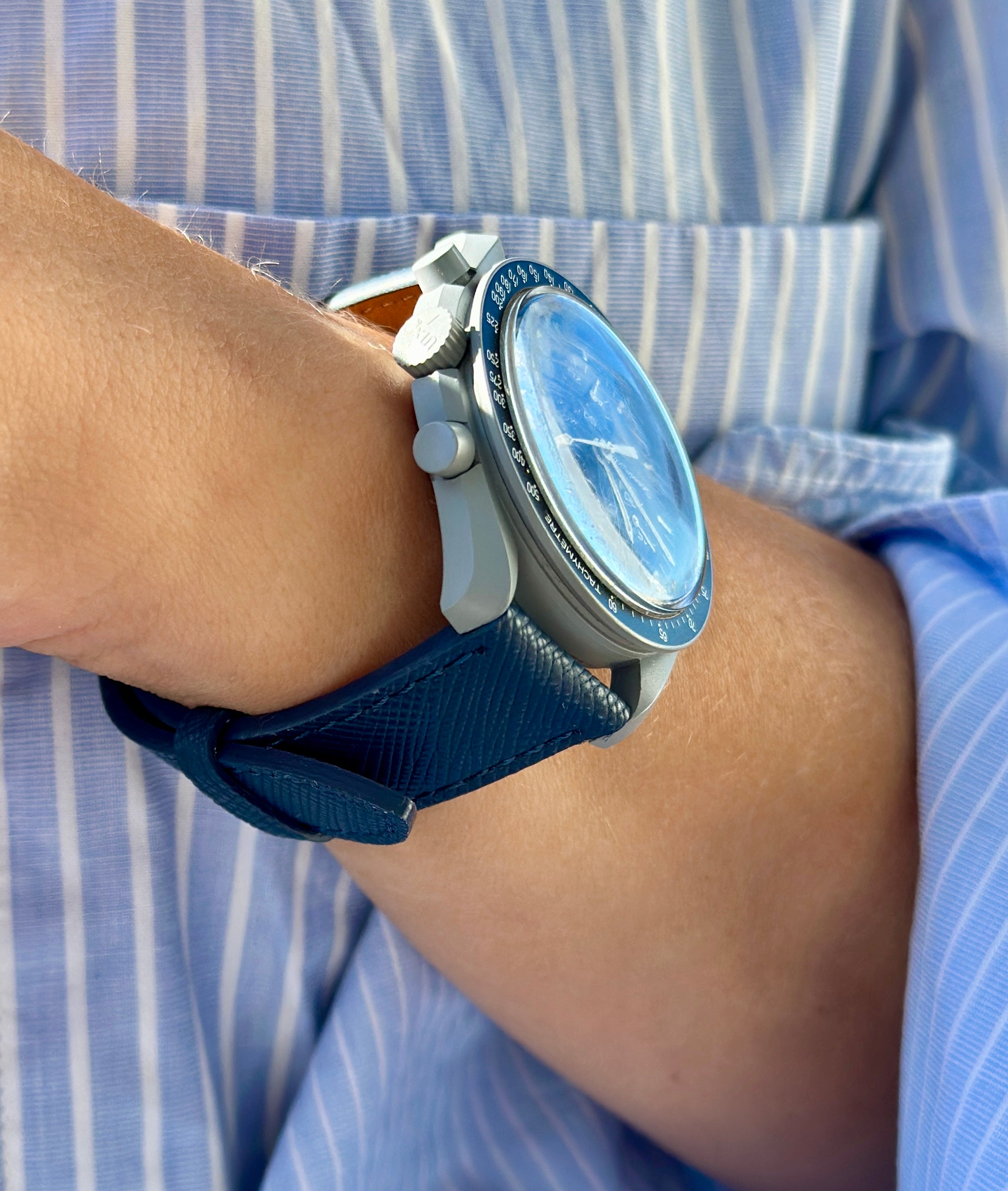 Saffiano Leather Strap Mørk blå