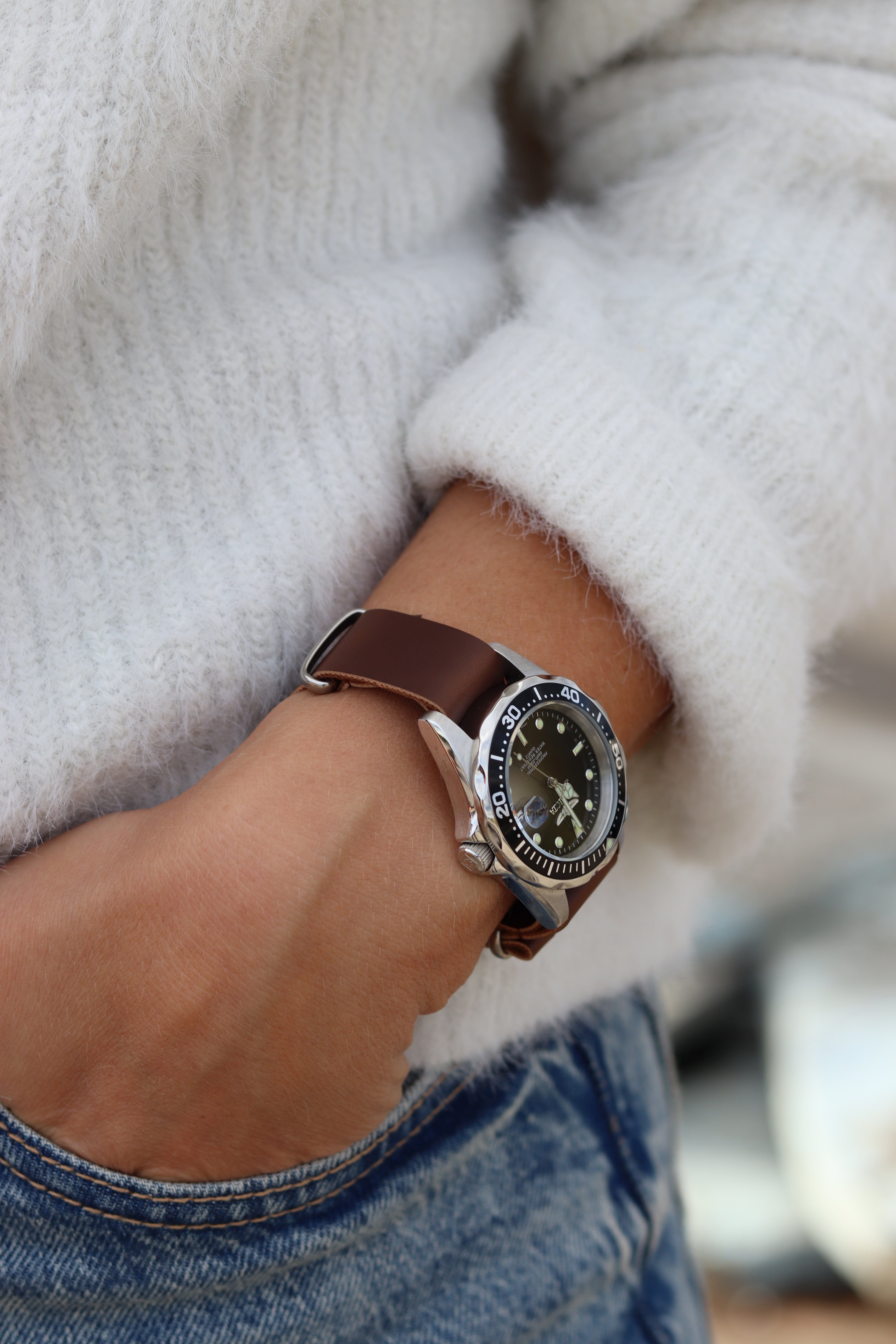 NATO Strap Kunstskinn Mørk brun