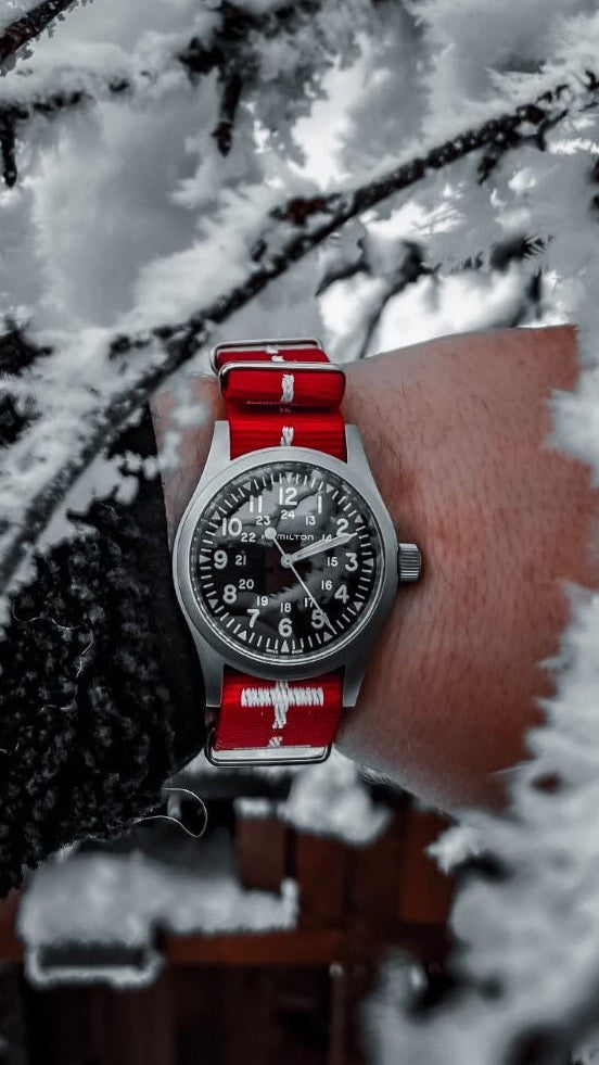 NATO Strap 20MM Rød/hvite kryss (Sveits)