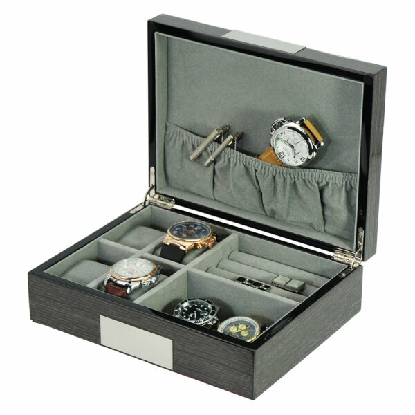 Clock box for 4 watches with storage
