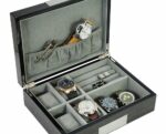 Clock box for 4 watches with storage