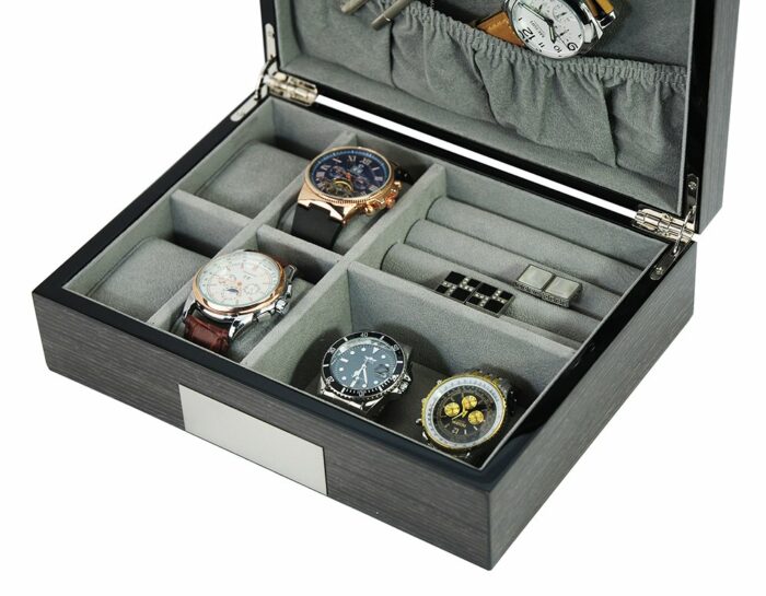 Clock box for 4 watches with storage